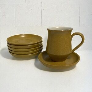 Vintage 70’s Denby Ode Pattern Mug & Sauces Set